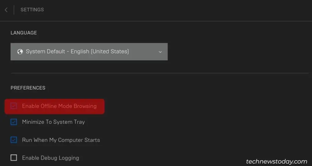 How to Appear Offline on Epic Games Launcher (Quick and Easy) 5 enable-offline-mode-browsing-1024x545