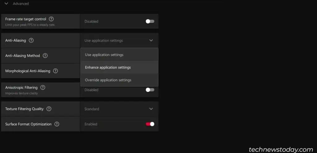 What is Anti Aliasing? Should You Turn It on or off 9 enhance-application-settings-1024x496